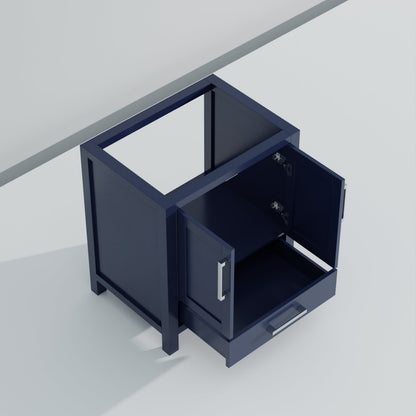 Lexora Jacques 30" Navy Blue Bathroom Vanity | Solid Wood Cabinet