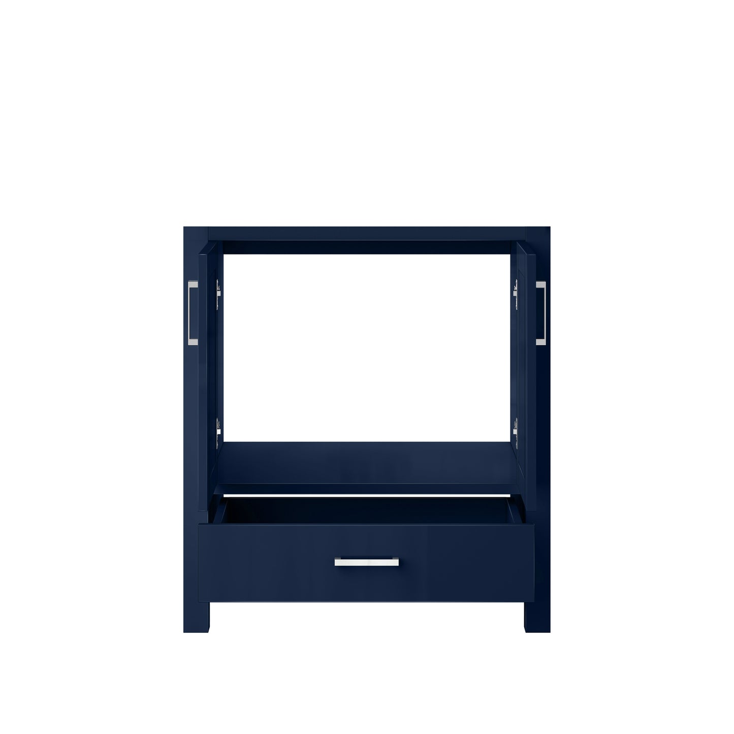 Lexora Jacques 30" Navy Blue Bathroom Vanity | Solid Wood Cabinet