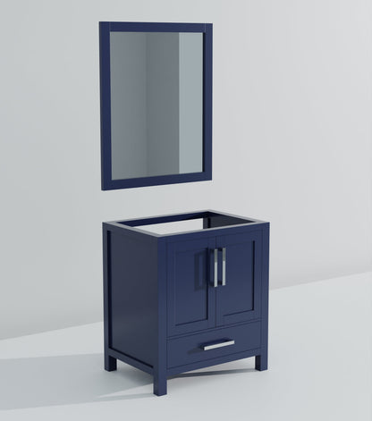 Lexora Jacques 30" Navy Blue Bathroom Vanity | Solid Wood Cabinet