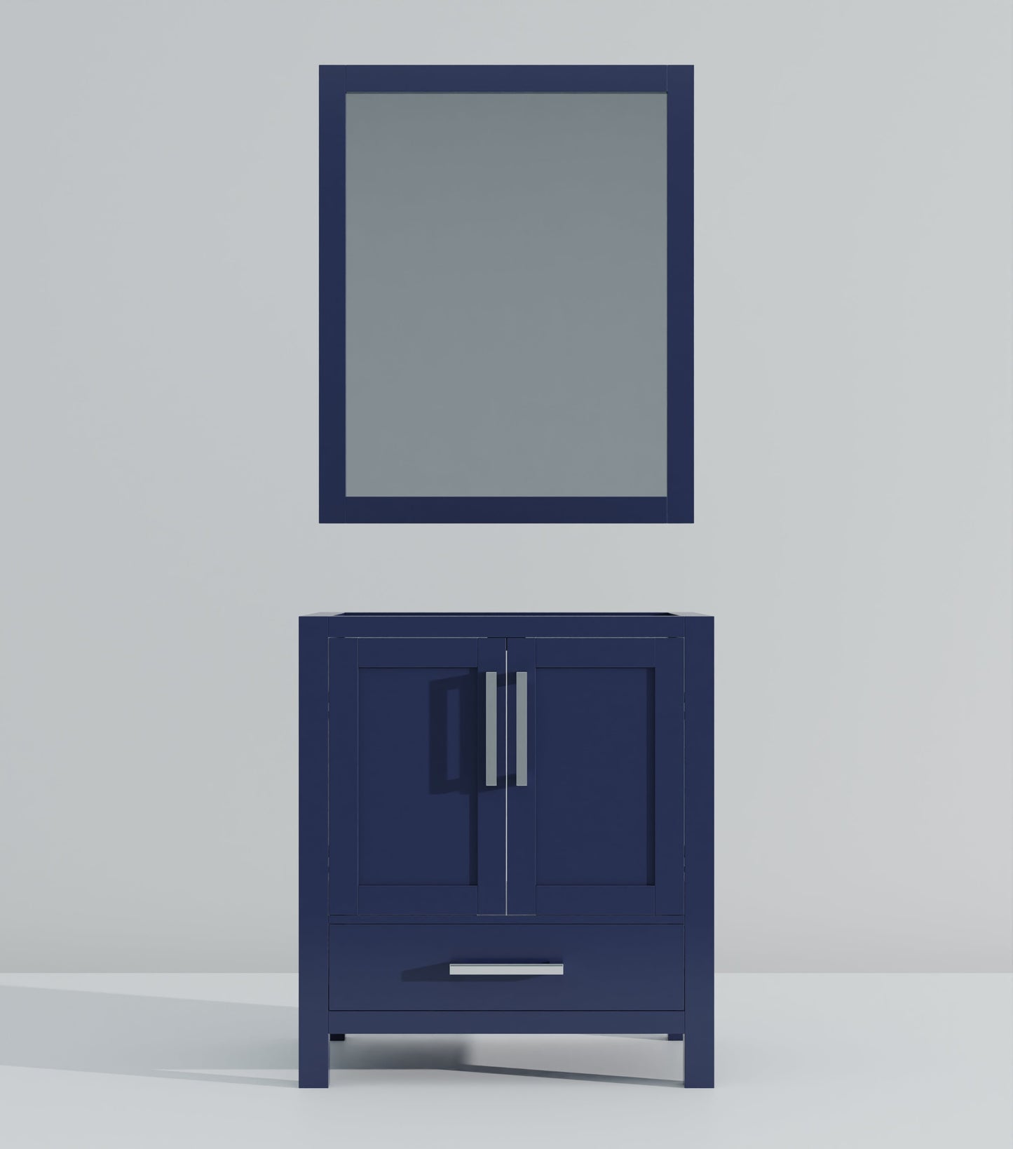 Lexora Jacques 30" Navy Blue Bathroom Vanity | Solid Wood Cabinet