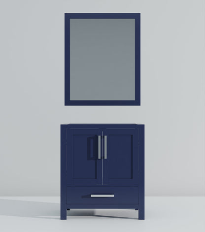 Lexora Jacques 30" Navy Blue Bathroom Vanity | Solid Wood Cabinet