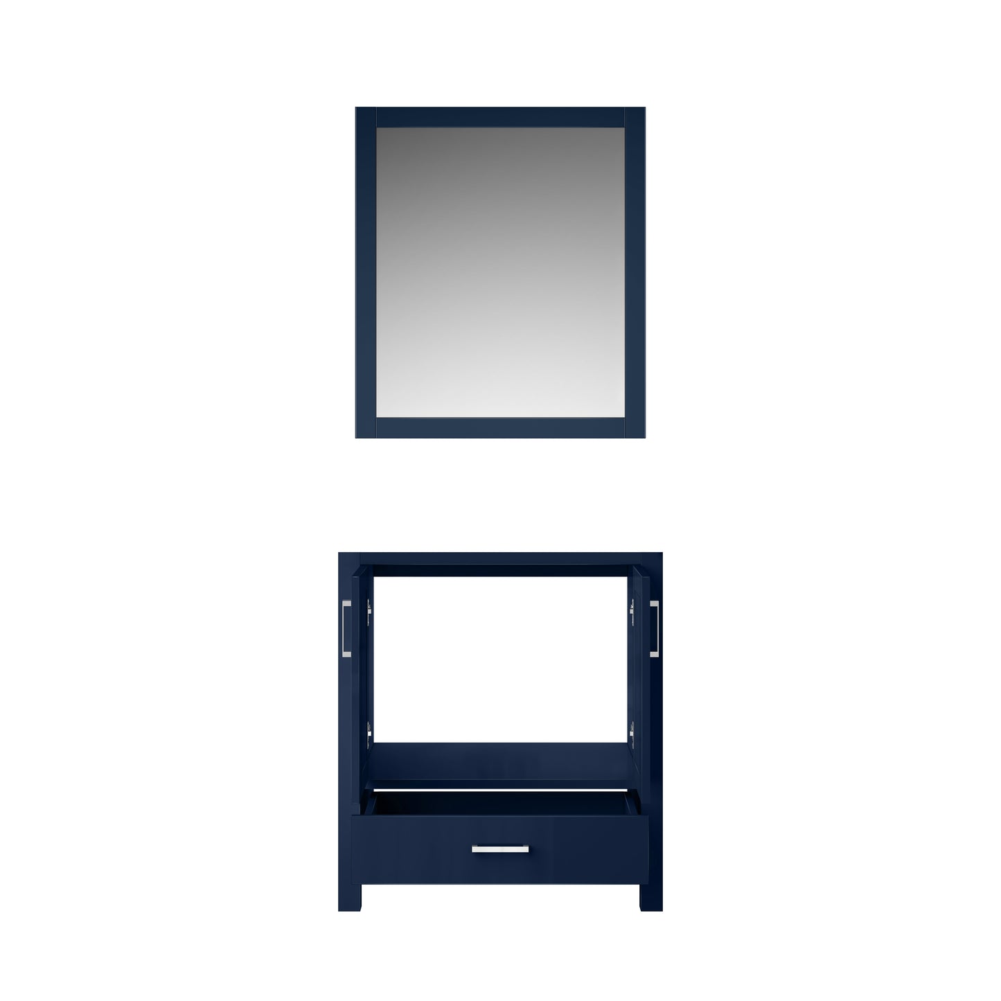 Lexora Jacques 30" Navy Blue Bathroom Vanity | Solid Wood Cabinet