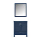 Lexora Jacques 30" Navy Blue Bathroom Vanity | Solid Wood Cabinet