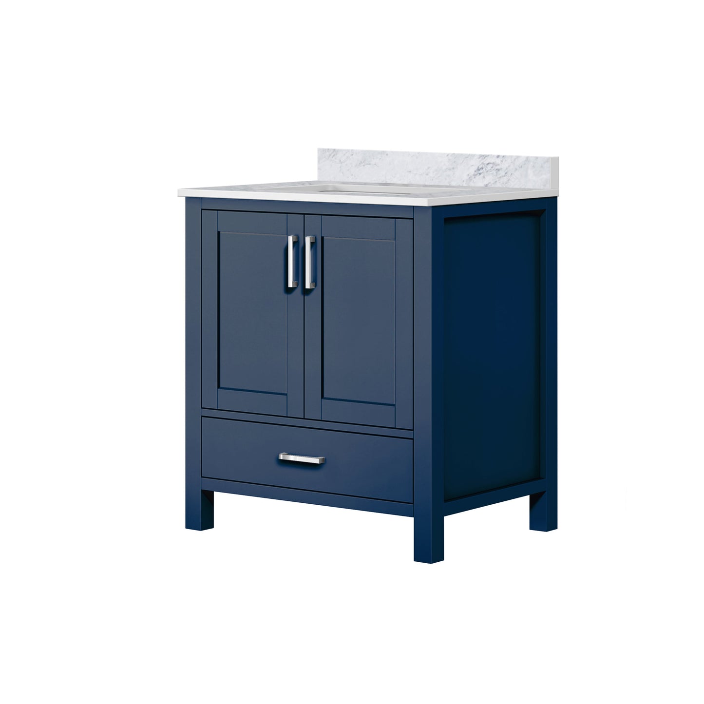 Lexora Jacques 30" Navy Blue Bathroom Vanity | Solid Wood Cabinet
