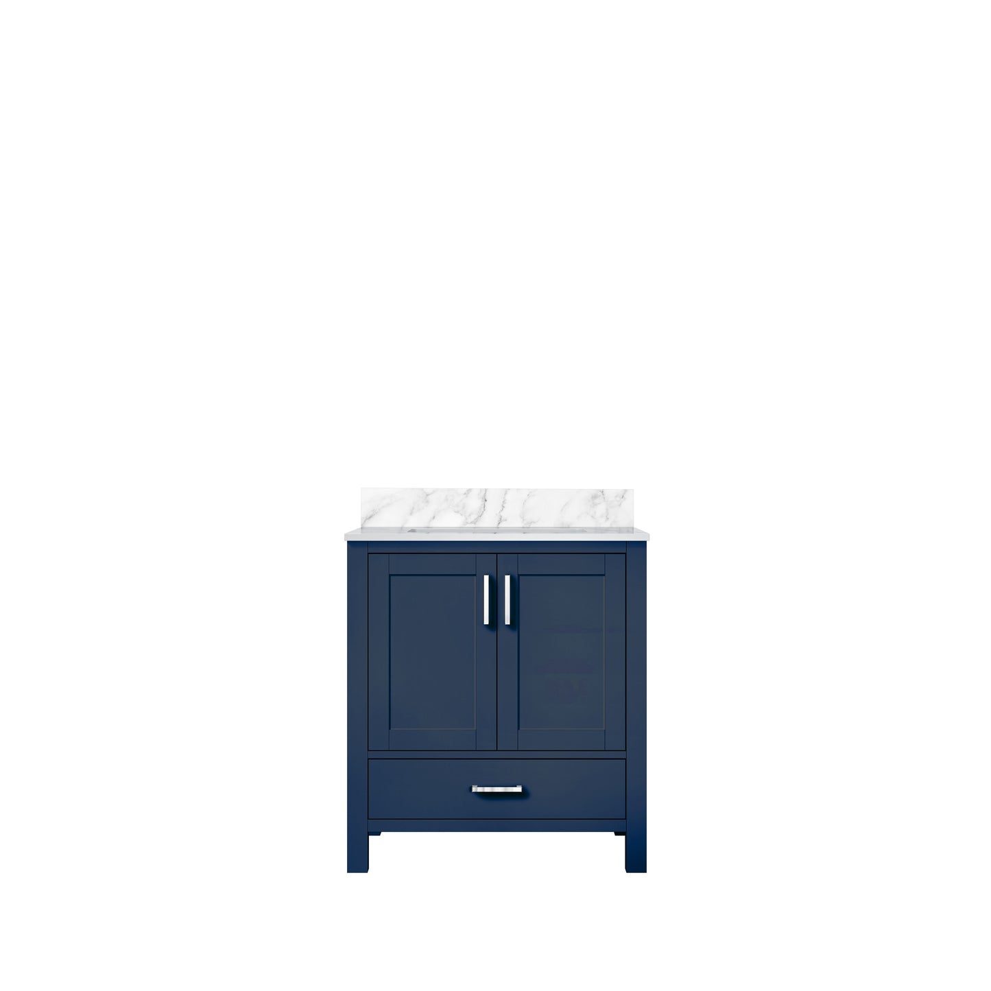 Lexora Jacques 30" Navy Blue Bathroom Vanity | Solid Wood Cabinet