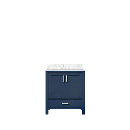 Lexora Jacques 30" Navy Blue Bathroom Vanity | Solid Wood Cabinet