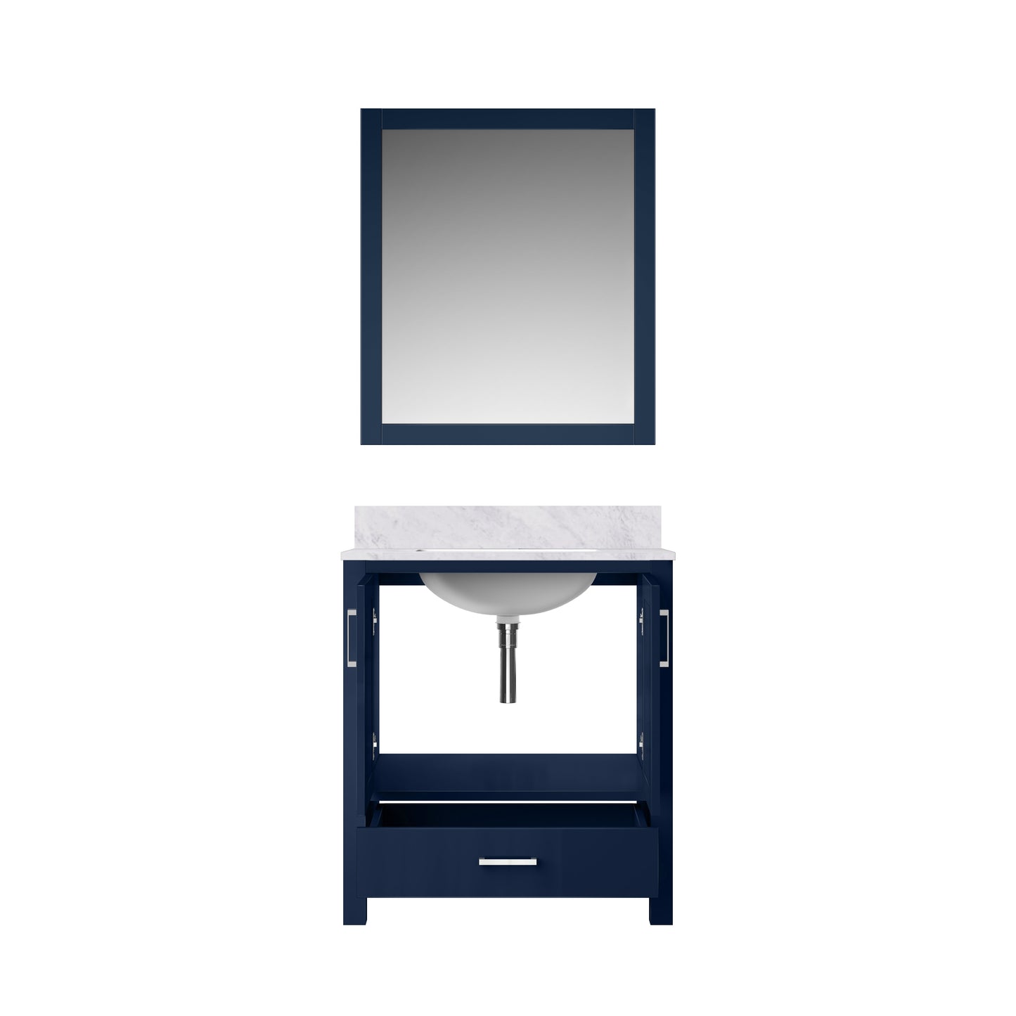 Lexora Jacques 30" Navy Blue Bathroom Vanity | Solid Wood Cabinet