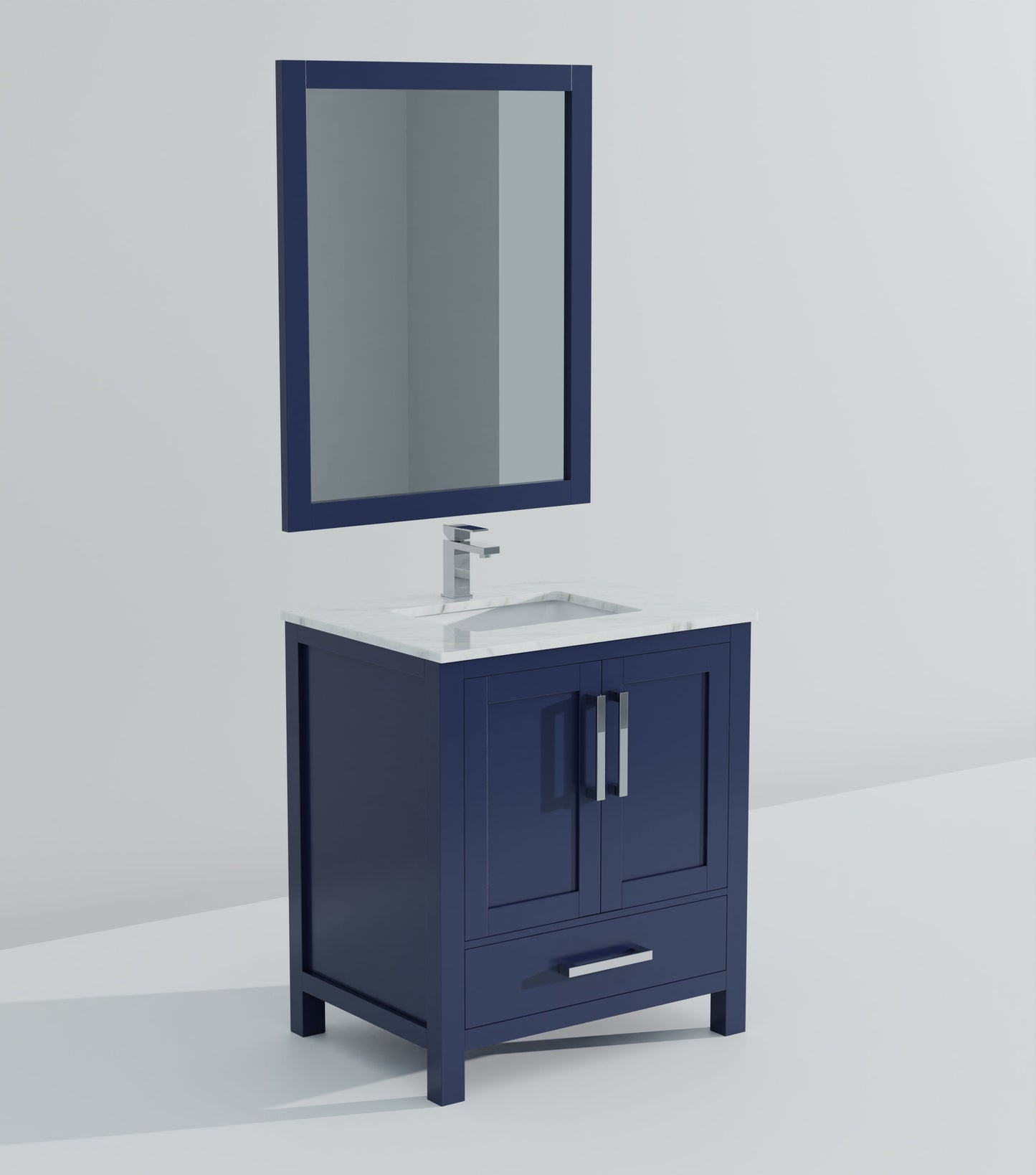 Lexora Jacques 30" Navy Blue Bathroom Vanity | Solid Wood Cabinet