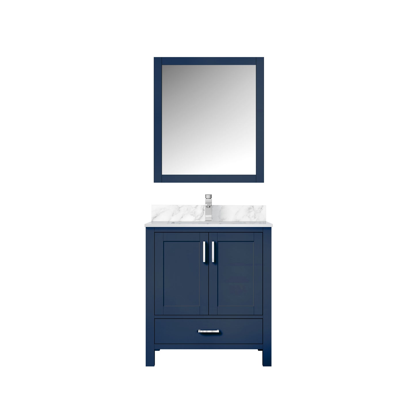 Lexora Jacques 30" Navy Blue Bathroom Vanity | Solid Wood Cabinet