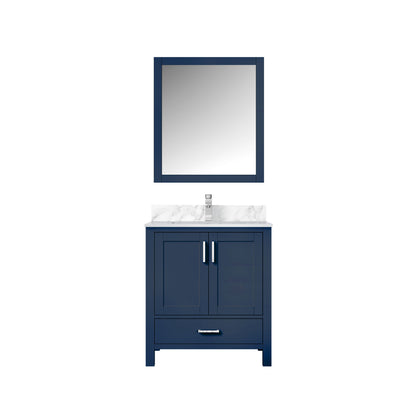 Lexora Jacques 30" Navy Blue Bathroom Vanity | Solid Wood Cabinet