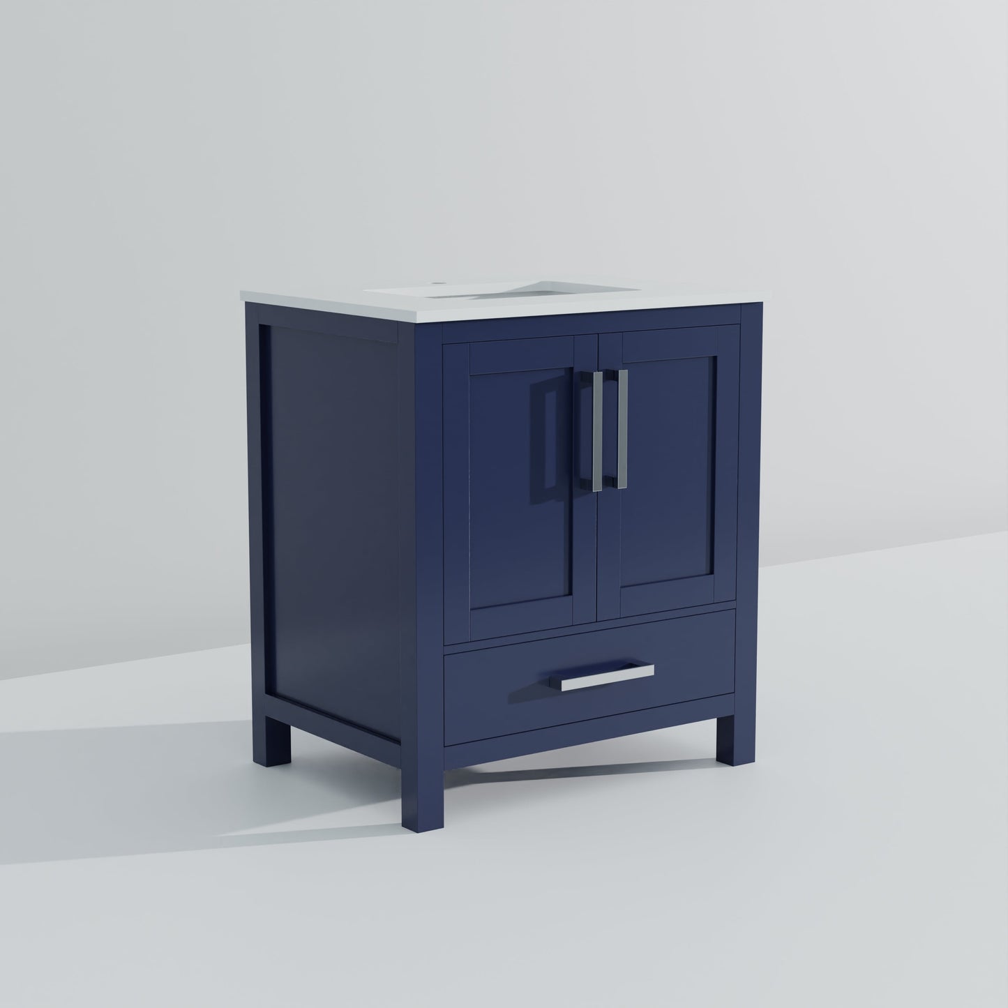 Lexora Jacques 30" Navy Blue Bathroom Vanity | Solid Wood Cabinet
