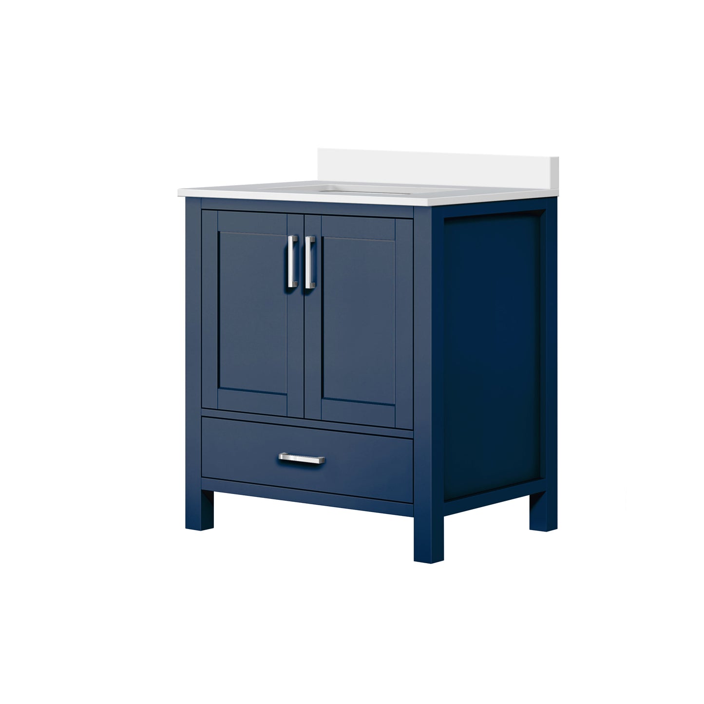 Lexora Jacques 30" Navy Blue Bathroom Vanity | Solid Wood Cabinet