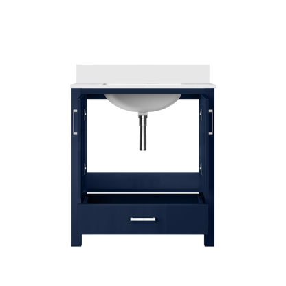 Lexora Jacques 30" Navy Blue Bathroom Vanity | Solid Wood Cabinet
