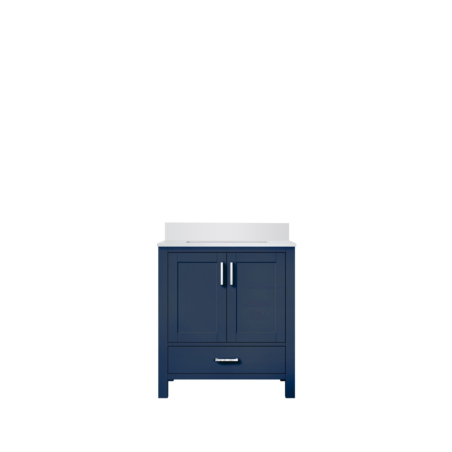 Lexora Jacques 30" Navy Blue Bathroom Vanity | Solid Wood Cabinet