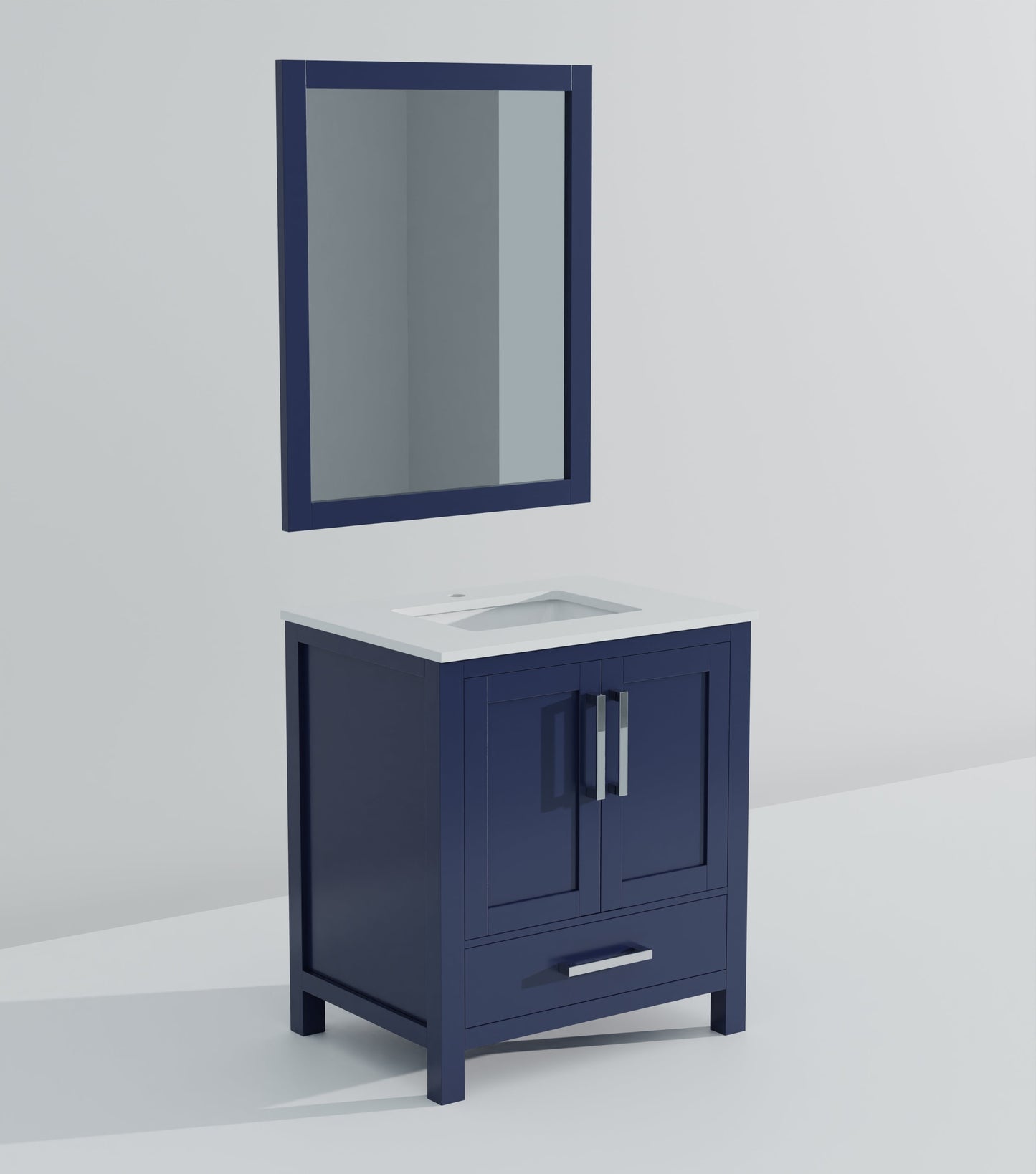Lexora Jacques 30" Navy Blue Bathroom Vanity | Solid Wood Cabinet