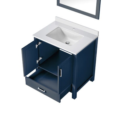 Lexora Jacques 30" Navy Blue Bathroom Vanity | Solid Wood Cabinet