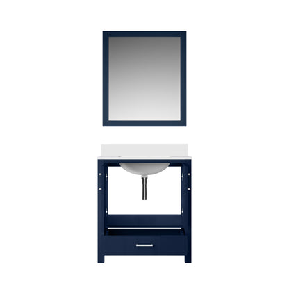 Lexora Jacques 30" Navy Blue Bathroom Vanity | Solid Wood Cabinet