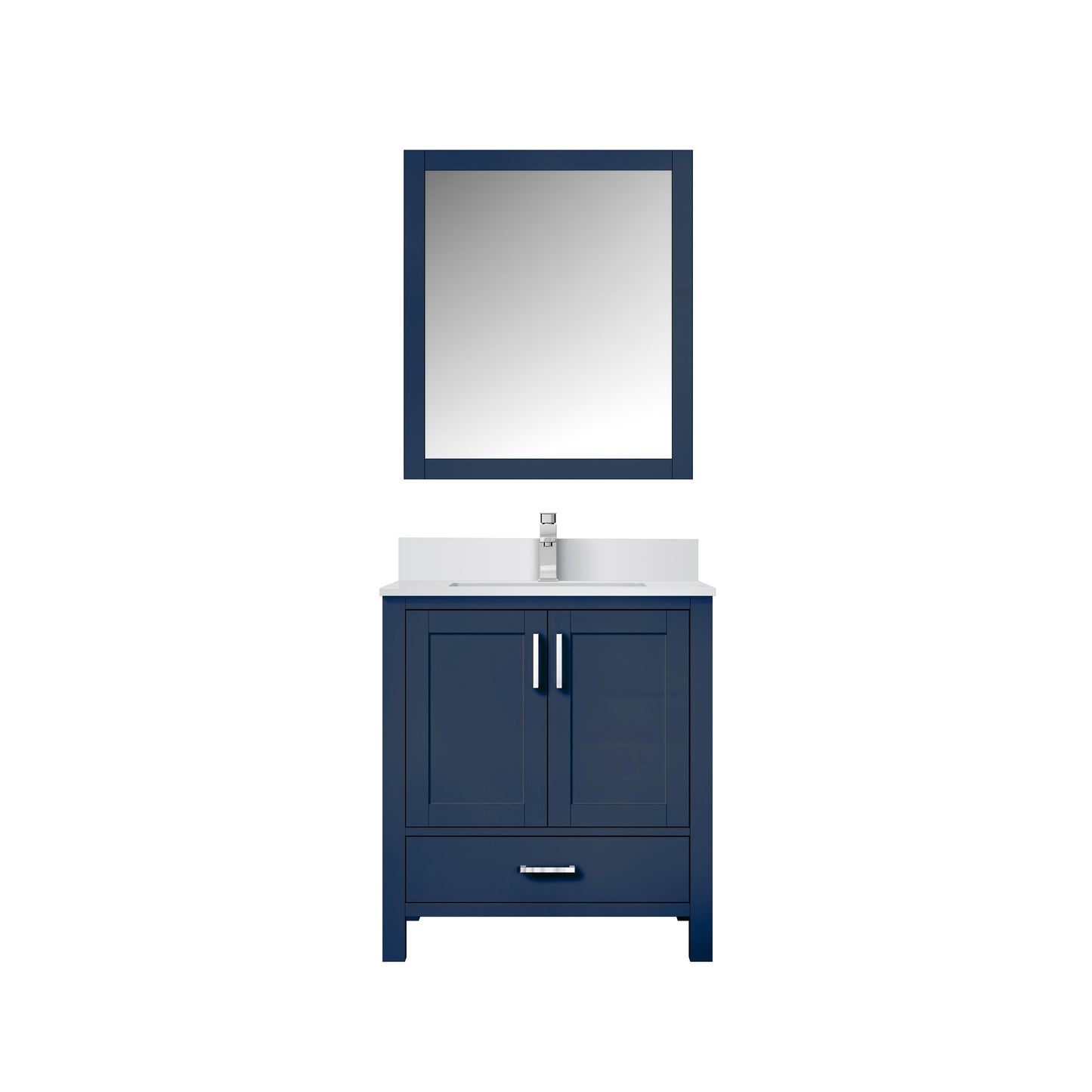 Lexora Jacques 30" Navy Blue Bathroom Vanity | Solid Wood Cabinet