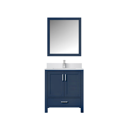 Lexora Jacques 30" Navy Blue Bathroom Vanity | Solid Wood Cabinet