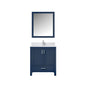 Lexora Jacques 30" Navy Blue Bathroom Vanity | Solid Wood Cabinet