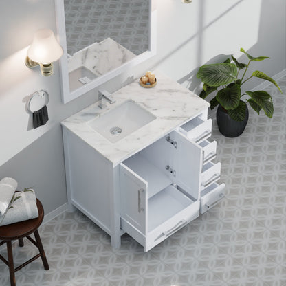 Jacques 36 in. W x 22 in. D Left Offset White Bath Vanity