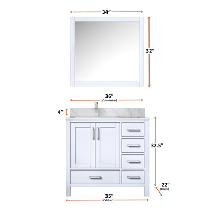 Jacques 36 in. W x 22 in. D Left Offset White Bath Vanity