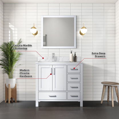 Jacques 36 in. W x 22 in. D Left Offset White Bath Vanity