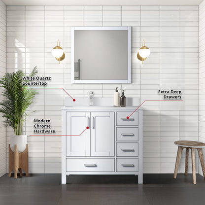 Jacques 36 in. W x 22 in. D Left Offset White Bath Vanity
