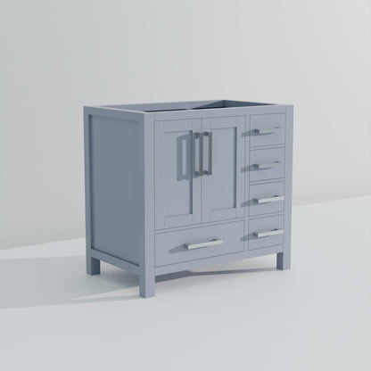 Lexora Jacques 36" Dark Grey Left-Offset Bathroom Vanity | Solid Wood