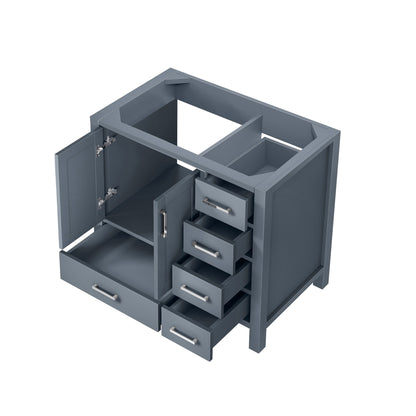 Lexora Jacques 36" Dark Grey Left-Offset Bathroom Vanity | Solid Wood
