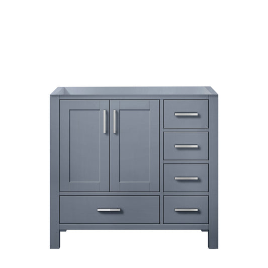 Lexora Jacques 36" Dark Grey Left-Offset Bathroom Vanity | Solid Wood