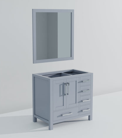 Lexora Jacques 36" Dark Grey Left-Offset Bathroom Vanity | Solid Wood