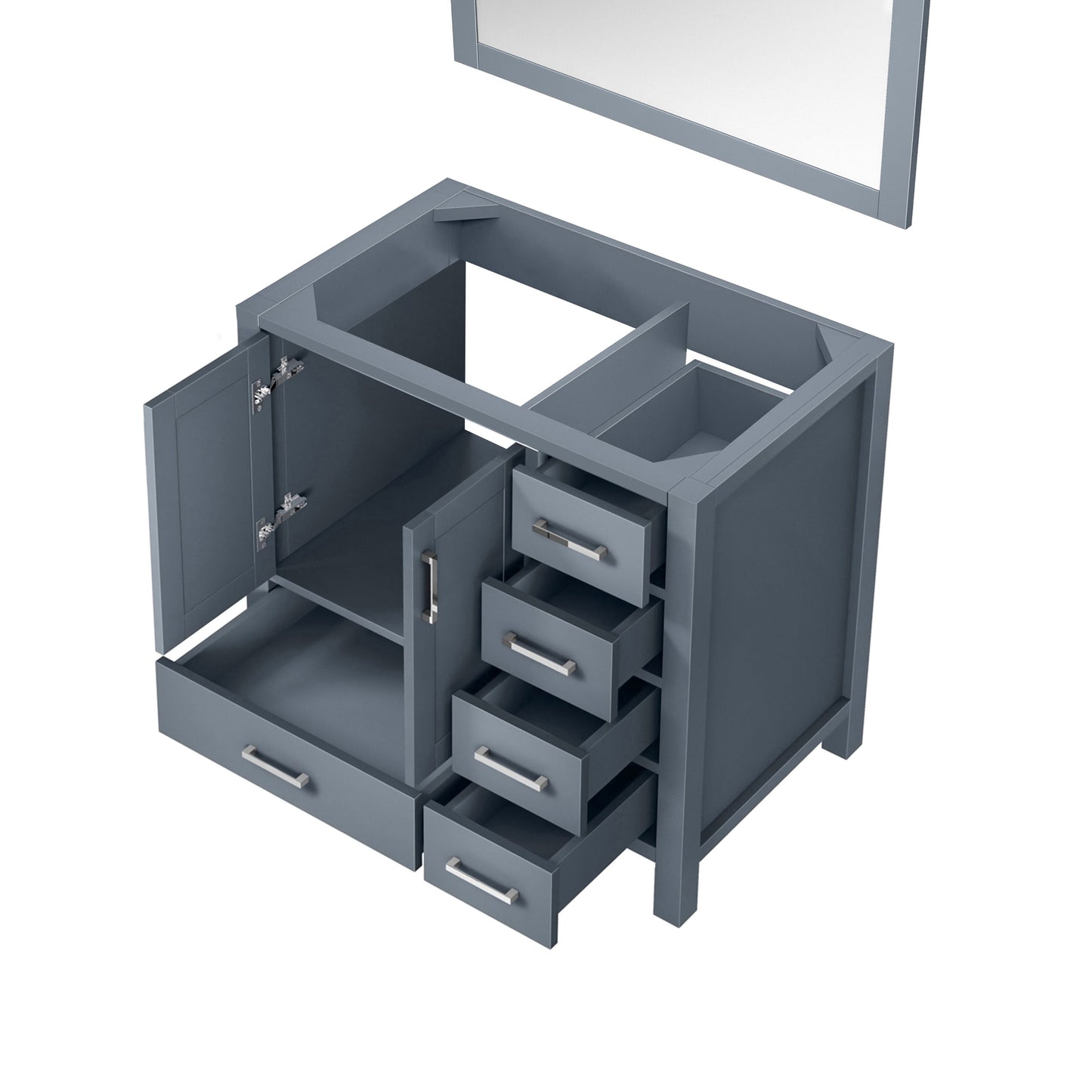 Lexora Jacques 36" Dark Grey Left-Offset Bathroom Vanity | Solid Wood
