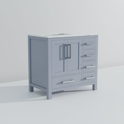 Lexora Jacques 36" Dark Grey Left-Offset Bathroom Vanity | Solid Wood
