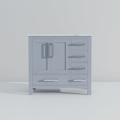 Lexora Jacques 36" Dark Grey Left-Offset Bathroom Vanity | Solid Wood