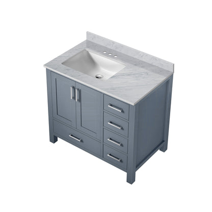 Lexora Jacques 36" Dark Grey Left-Offset Bathroom Vanity | Solid Wood