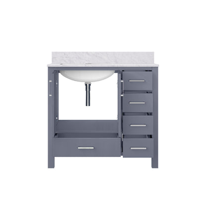 Lexora Jacques 36" Dark Grey Left-Offset Bathroom Vanity | Solid Wood