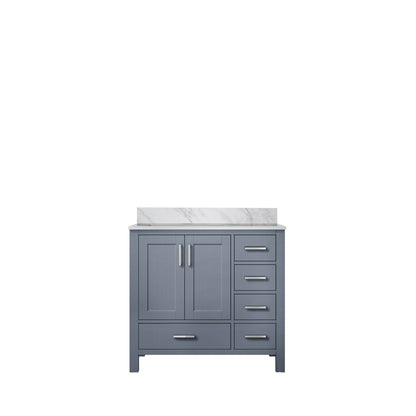 Lexora Jacques 36" Dark Grey Left-Offset Bathroom Vanity | Solid Wood
