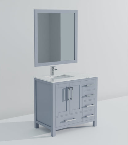 Lexora Jacques 36" Dark Grey Left-Offset Bathroom Vanity | Solid Wood