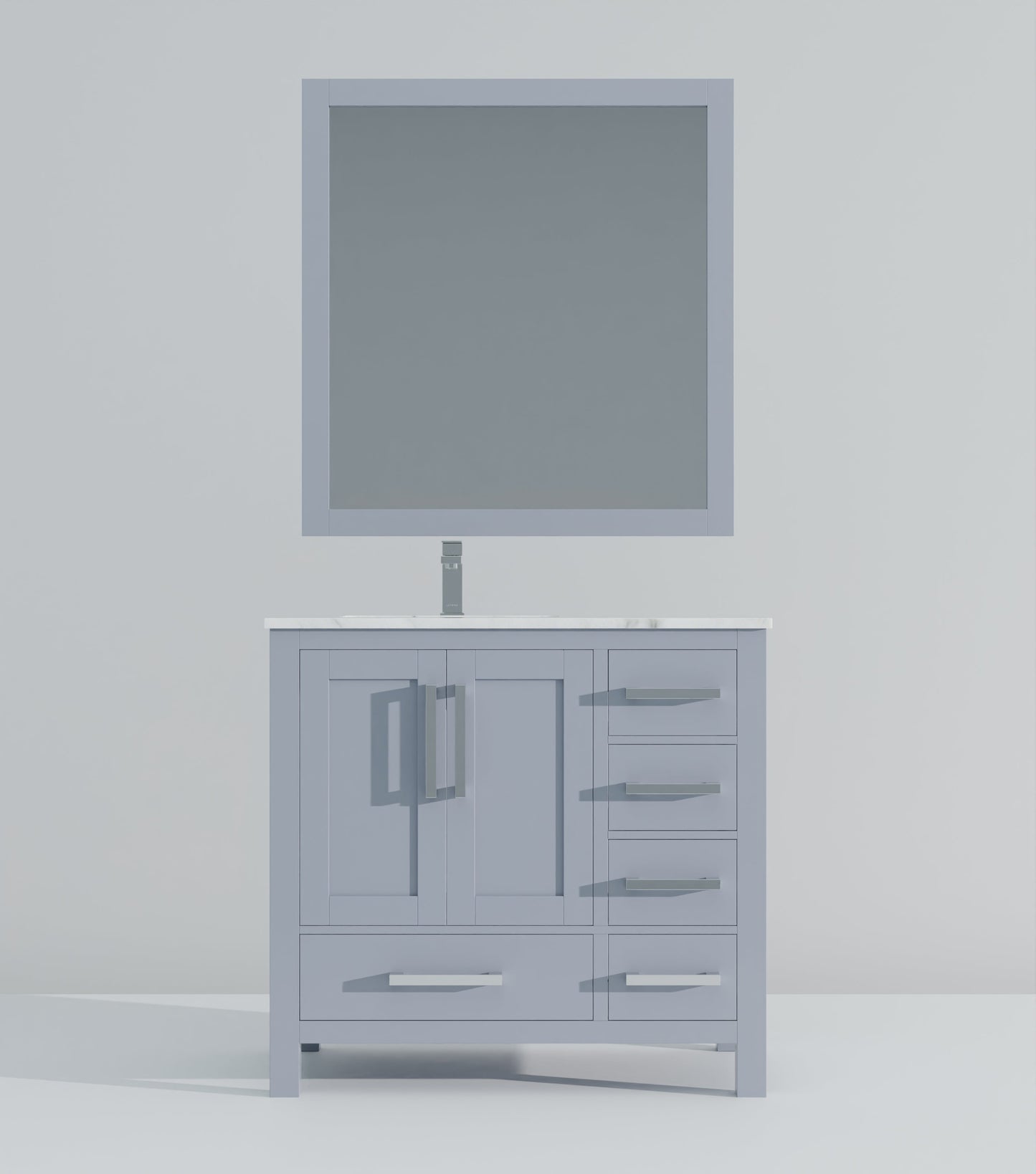 Lexora Jacques 36" Dark Grey Left-Offset Bathroom Vanity | Solid Wood