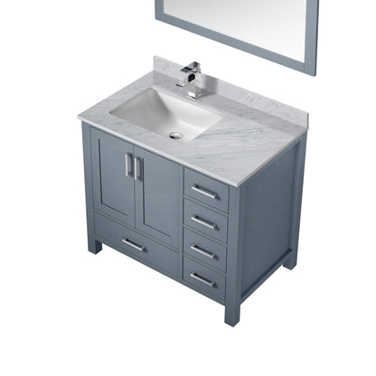 Lexora Jacques 36" Dark Grey Left-Offset Bathroom Vanity | Solid Wood