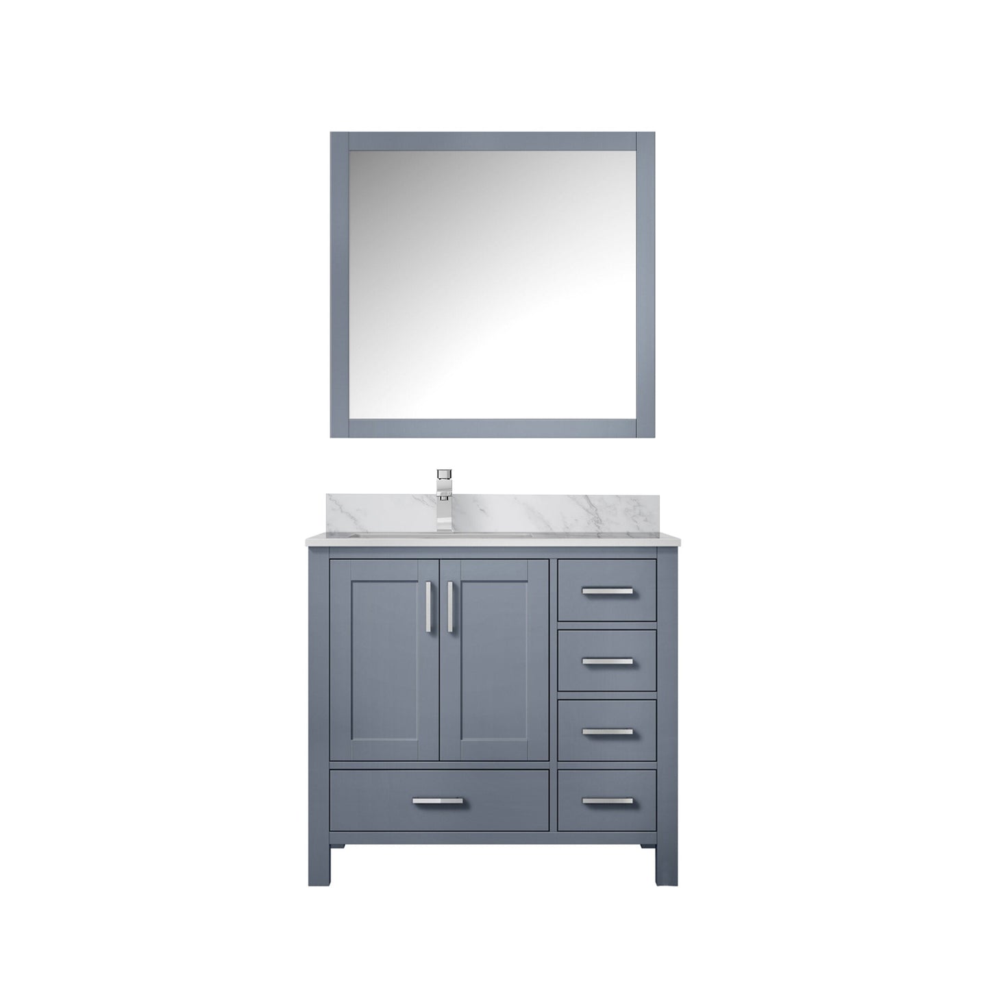 Lexora Jacques 36" Dark Grey Left-Offset Bathroom Vanity | Solid Wood