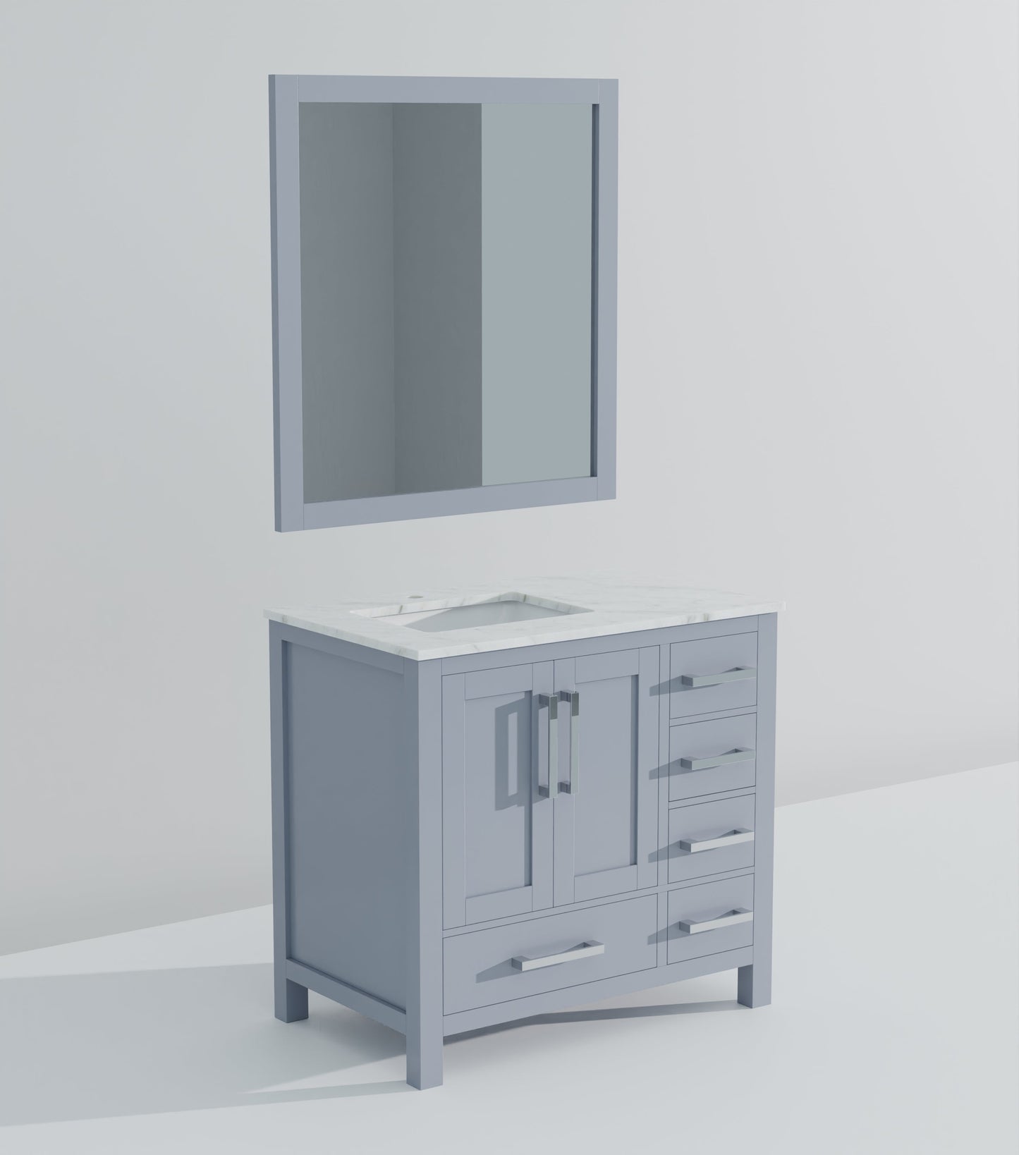 Lexora Jacques 36" Dark Grey Left-Offset Bathroom Vanity | Solid Wood