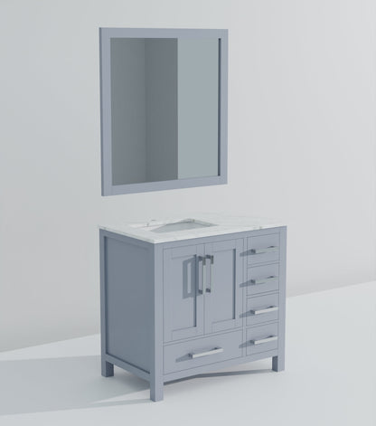 Lexora Jacques 36" Dark Grey Left-Offset Bathroom Vanity | Solid Wood