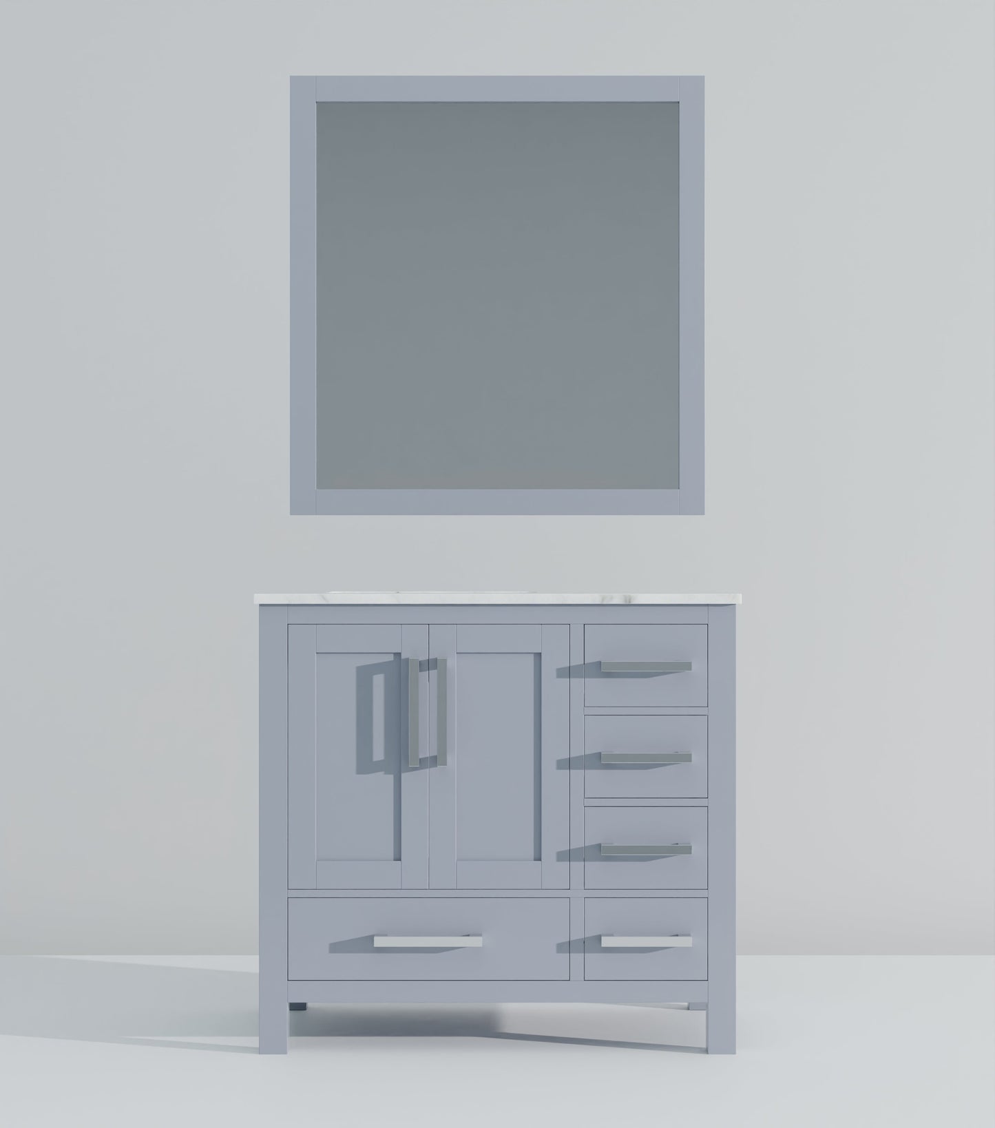 Lexora Jacques 36" Dark Grey Left-Offset Bathroom Vanity | Solid Wood