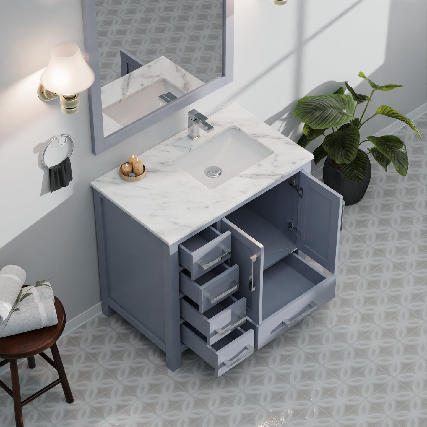 Jacques 36 in. W x 22 in. D Right Offset Dark Grey Bath Vanity