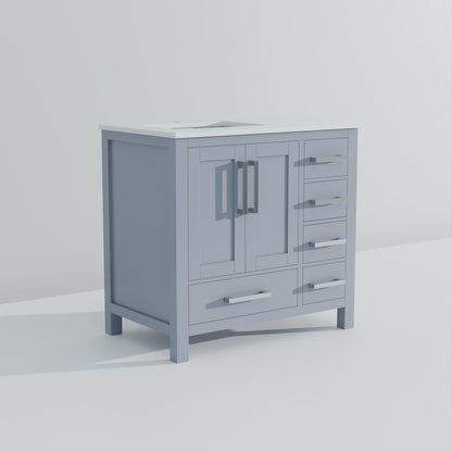 Lexora Jacques 36" Dark Grey Left-Offset Bathroom Vanity | Solid Wood