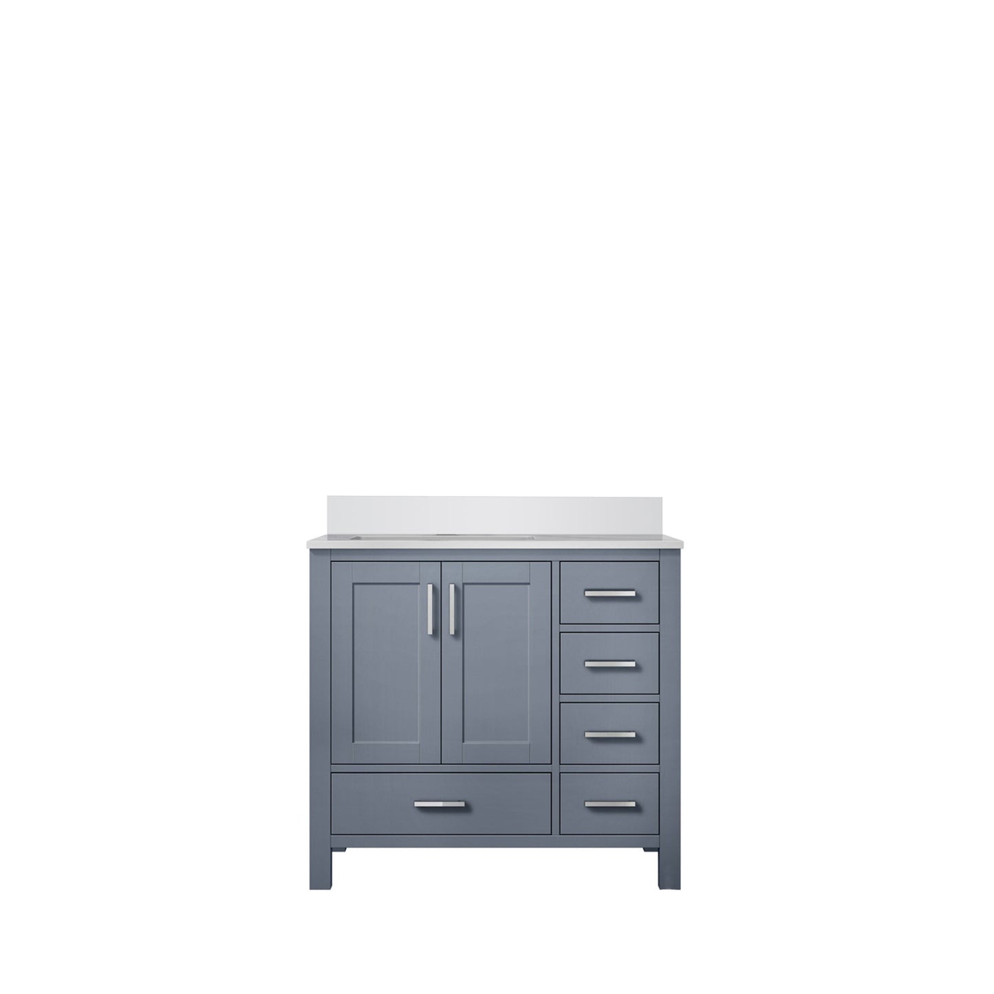 Lexora Jacques 36" Dark Grey Left-Offset Bathroom Vanity | Solid Wood
