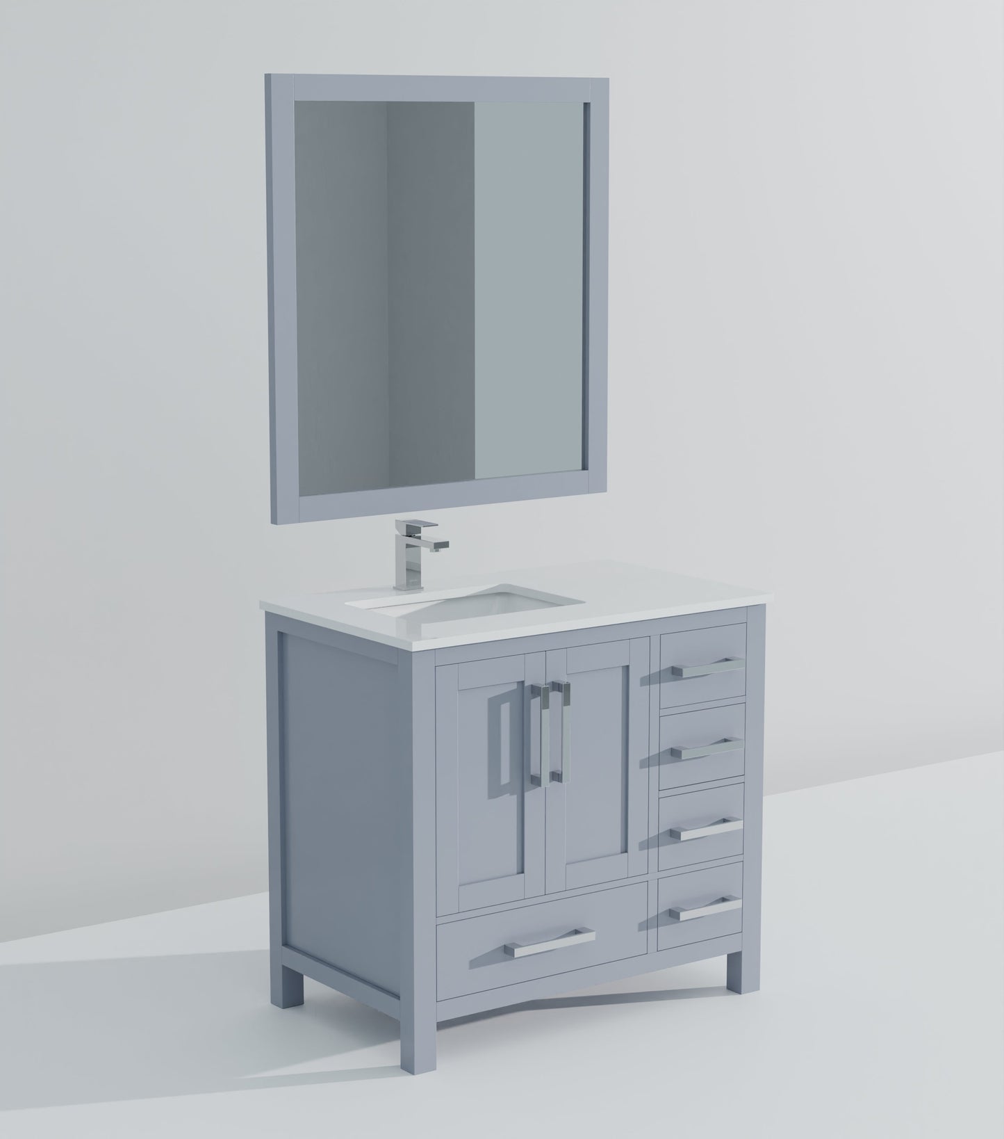 Lexora Jacques 36" Dark Grey Left-Offset Bathroom Vanity | Solid Wood