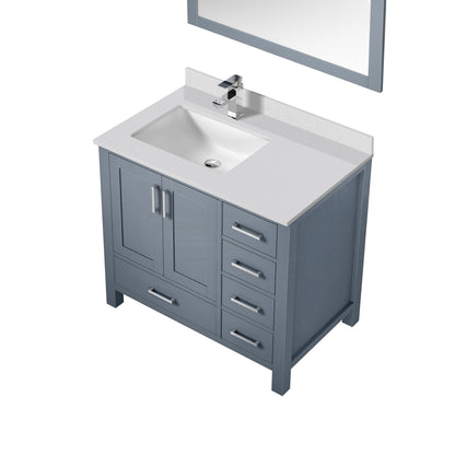 Lexora Jacques 36" Dark Grey Left-Offset Bathroom Vanity | Solid Wood